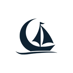 sailing boat logo vector illustration template design
