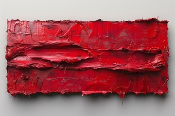 A painting of red paint on a white wall, AI
