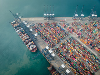 Shenzhen ,China - April 12 2024: Aerial view of Yantian international container terminal in Shenzhen city, China
