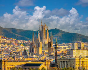 Fascinating skyline of central Barcelona, Catalonia, Spain