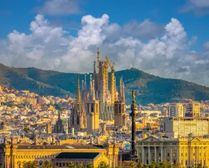 Fotobehang Fascinating skyline of central Barcelona, Catalonia, Spain © Luis