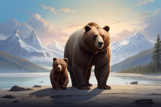 熊の親子のイメージ