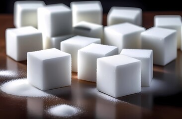Sugar cubes on the table