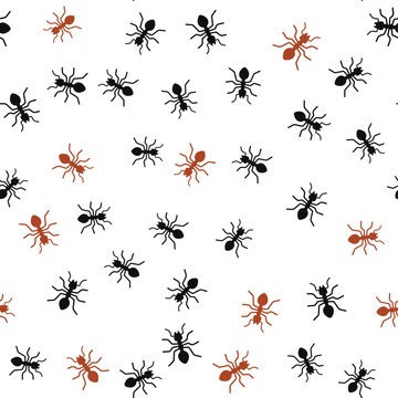 Red and Black Ants Seamless Pattern. Vector