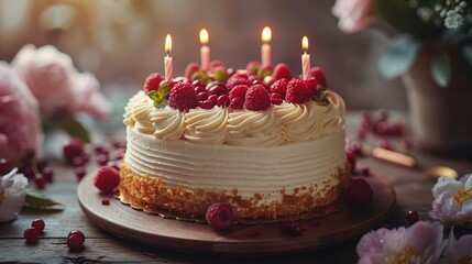 classic birthday cake, candles - 783085776