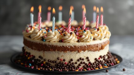 classic birthday cake, candles - 783085902