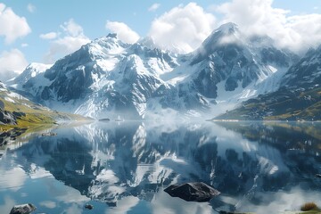The landscape of the river on the background of the mountains. Beautiful views of mountainous areas.