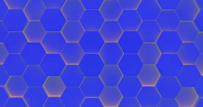 background of abstract blue with yellow rays, hexagon, polygon exagon texture, seamless movements,abstract geometry
