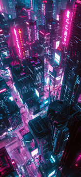 "Cyberpunk Neon Cityscape Wallpaper", Amazing and simple wallpaper, for mobile