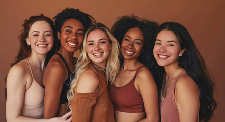 portrait of a group of multiethnic beautiful woman