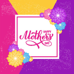 Happy Mothers Day floral greeting card. Calligraphy hand lettering. Vector template for typography poster, banner, invitation, etc.
