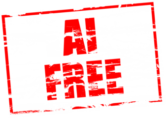 Stock image. Digital composite..AI free. .With the growth of Artificial intelligence the creation of a product without any AI interference may become a promotional extra.