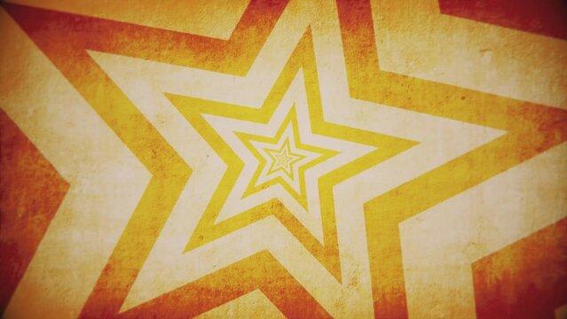 Trendy retro grunge background with repeating star shapes pattern. This textured vintage background animation is full HD and looping.