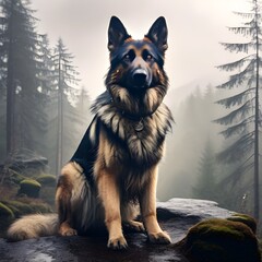 Forest German Shepherd - obrazy, fototapety, plakaty