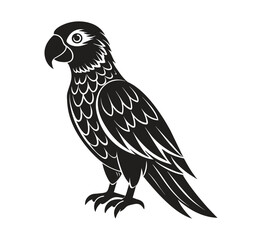 Naklejka premium A silhouette parrot black and white logo vector clip art