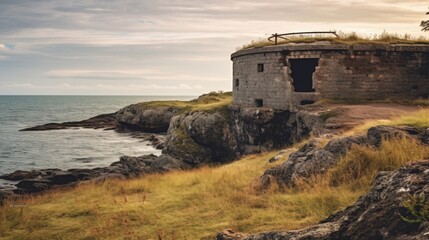 Fototapeta na wymiar Peaceful coastal fort in abandoned setting