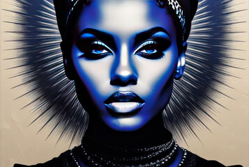Captivating blue-toned portrait with a luminous halo effect
