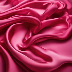 Elegant pink satin fabric texture with smooth waves, creating a visually soft and luxurious appeal