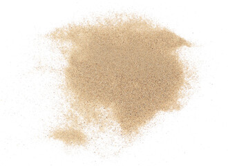 Obraz na płótnie Canvas Sand scatter isolated on white background and texture, clipping, top view