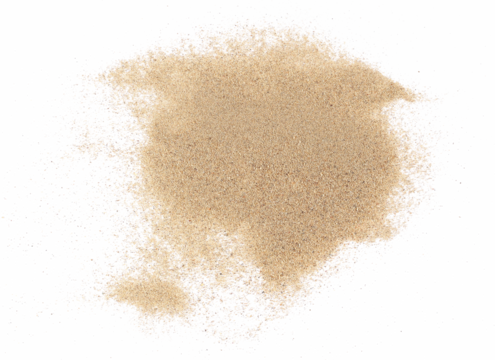  Sand scatter isolated on white background and texture, clipping, top view