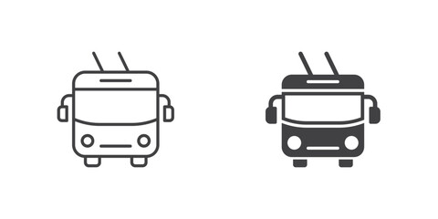 Trolleybus icon in flat style. Electric bus vector illustration on isolated background. Transport sign business concept.