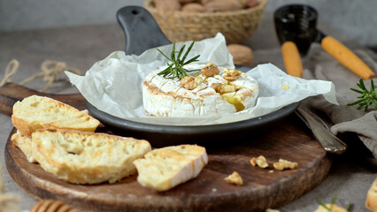 Fresh sliced Camembert cheese