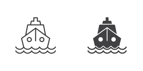 Fototapeta na wymiar Vessel icon in flat style. Ship vector illustration on isolated background. Transport sign business concept.