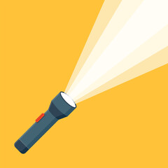 Flashlight icon in flat style. Electric lamp vector illustration on isolated background. Pocket lantern sign business concept.