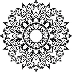 Fototapeta na wymiar Mandala in circle simple floral art beautiful modern customized unique line art elegant design