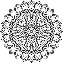 Mandala in circle simple floral art beautiful modern customized unique line art elegant design