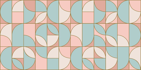 Abstract pattern with geometric shape. Minimalism, flat design. Colorful mosaic, gold line - 783093568