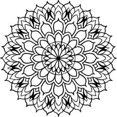 Mandala in circle simple floral art beautiful modern customized unique line art elegant design