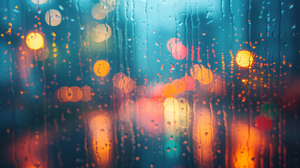 rain drops on the window - obrazy, fototapety, plakaty