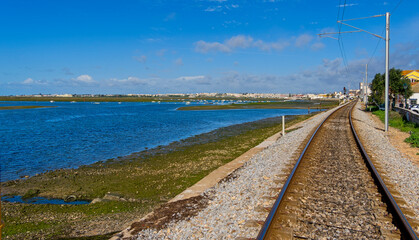 Fototapeta premium railway, Faro, Portugal, Algarve, February 2024