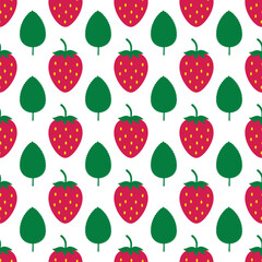 Strawberry seamless pattern. Summer berries vector background.  Vector template for textile, fabric, wallpaper, wrapping paper, scrapbooking etc.