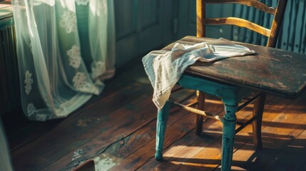 The housekeepers used cloth and cleaning solution to clean the table and chair. AI generated - obrazy, fototapety, plakaty
