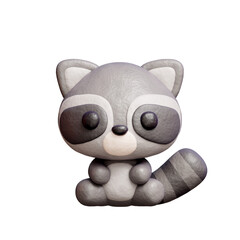 3D cute raccoon, Cartoon animal character, 3D rendering.