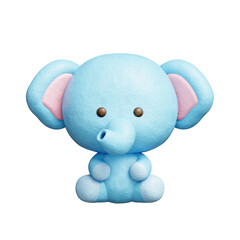 3D cute elephant, Cartoon animal character, 3D rendering.