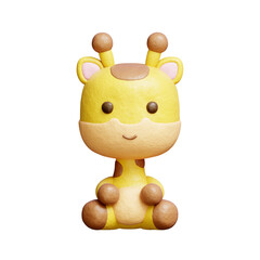 3D cute giraffe, Cartoon animal character, 3D rendering.