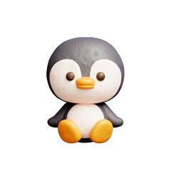 3D cute penguin, Cartoon animal character, 3D rendering.