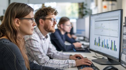Group of People Sitting in Front of Computer Screen