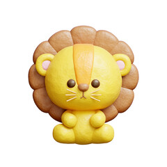 3D cute lion, Cartoon animal character, 3D rendering.