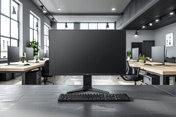 mockup of desktop computer pc in desk professional photography