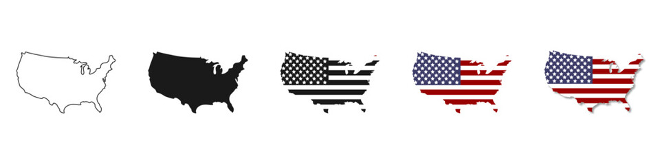 USA Map Vector. United States of America. USA Map with Flag. USA Map in different Design