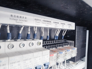 Electrical component circuit on the panel control system. Electrical service concept.