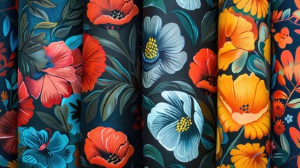 Vibrant Floral Fabric Patterns in Diverse Colors and Designs