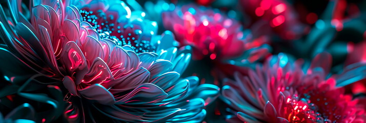 abstract flower petals forming a vibrant and futuristic floral arrangement. Generative ai