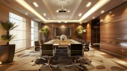 Modern Conference Room Interior with Natural Light and Elegant Decor