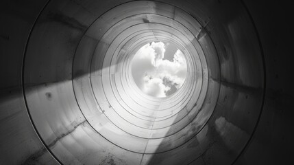 Circular Concrete Tunnel Vision with Sky View