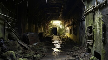 Fototapeta na wymiar Abandoned military base interior details